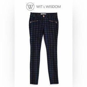 White Wisdom Plaid Ponte Pants Size 2 Stretch Slim Office Career
